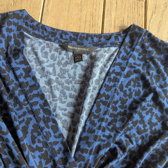 Women's Banana Republic Blue And Black Tshirt Wrap Dress Size XXS - Picture 4 of 7